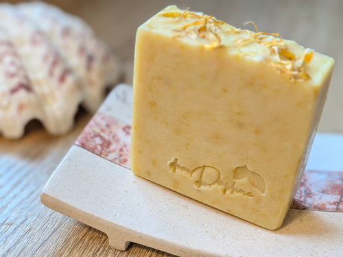 CALENDULA GINGER Handmade Tallow Body Soap - with Honey, essential oils of ylang ylang blend