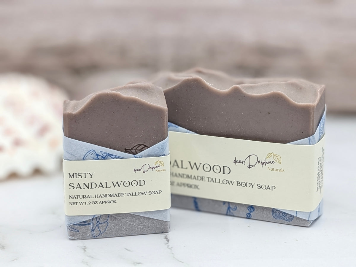 Misty Sandalwood Handmade Tallow Body Soap - Coconut Free