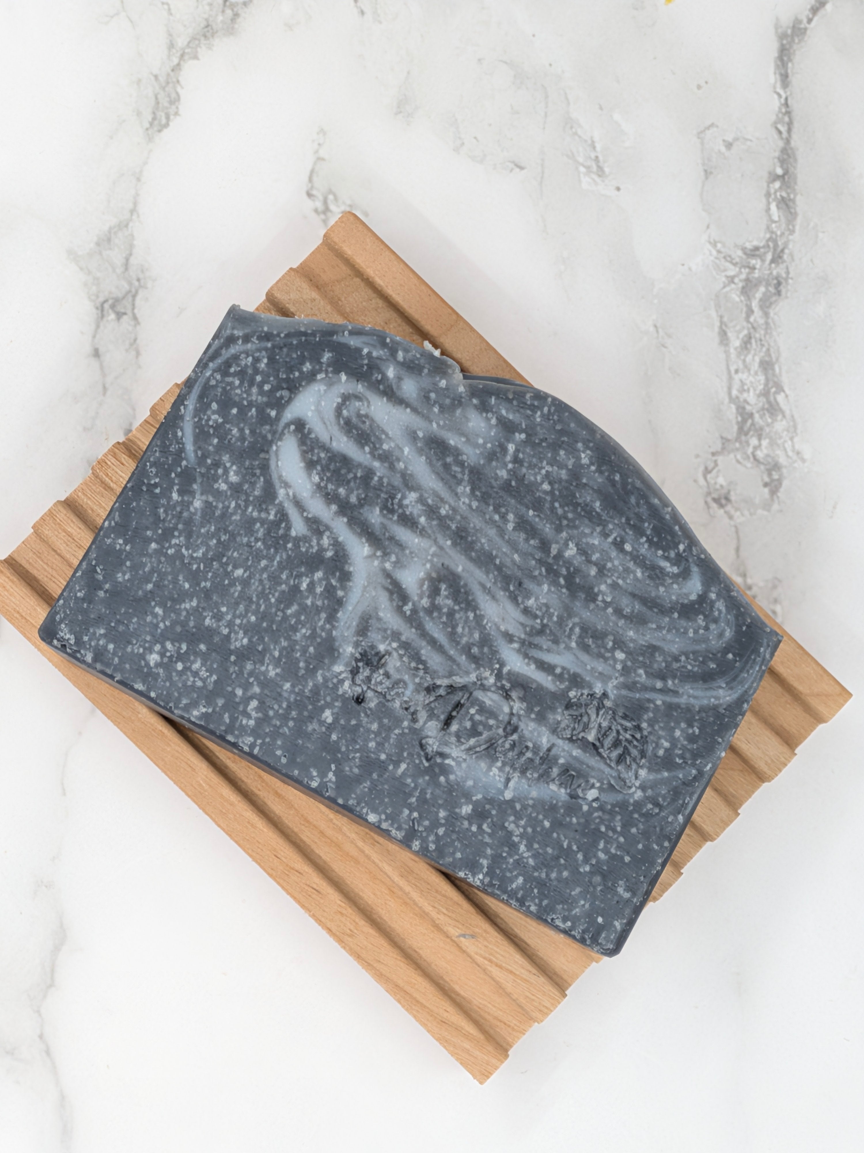 Charcoal Sea Salt Gentle Scrub Handmade Soap - Peppermint, Frankincense, Cypress